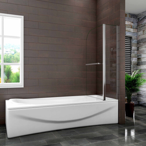 AICA Towel Rail Fixed Panel 6mm Pivot Radius Shower Bath Screen 2