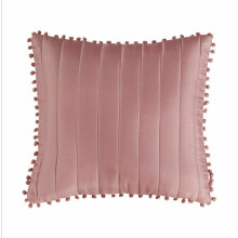 (Pink, Filled Cushion 17" x 17") Bedspread Quilted Bed Throw Pom Pom Bedding Pillow Shams Single Double King Size