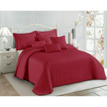 (Red, Single ) Bedspread Quilted Bed Throw Pom Pom Bedding Pillow Shams Single Double King Size