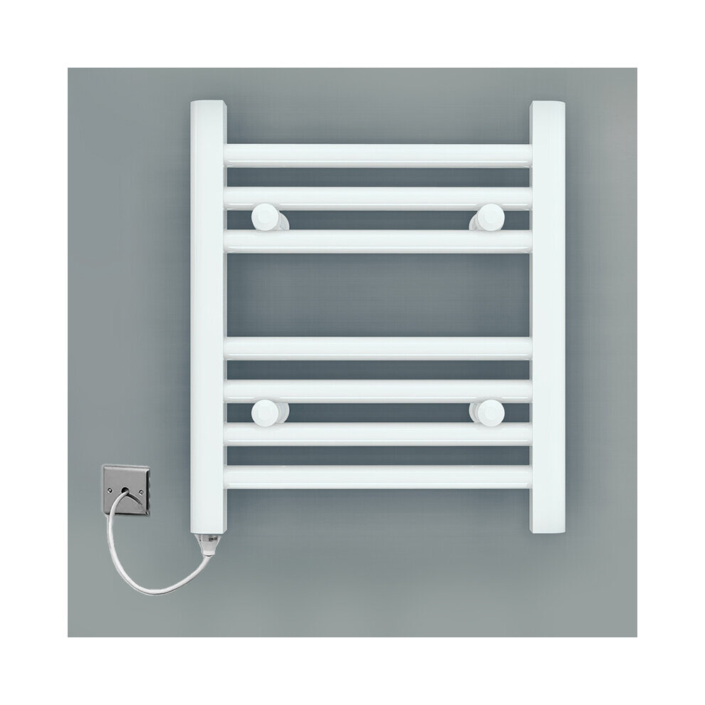 (300 x 400 mm (h), Manual Electric Element) 300mm Wide White Electric Towel Rail Radiator