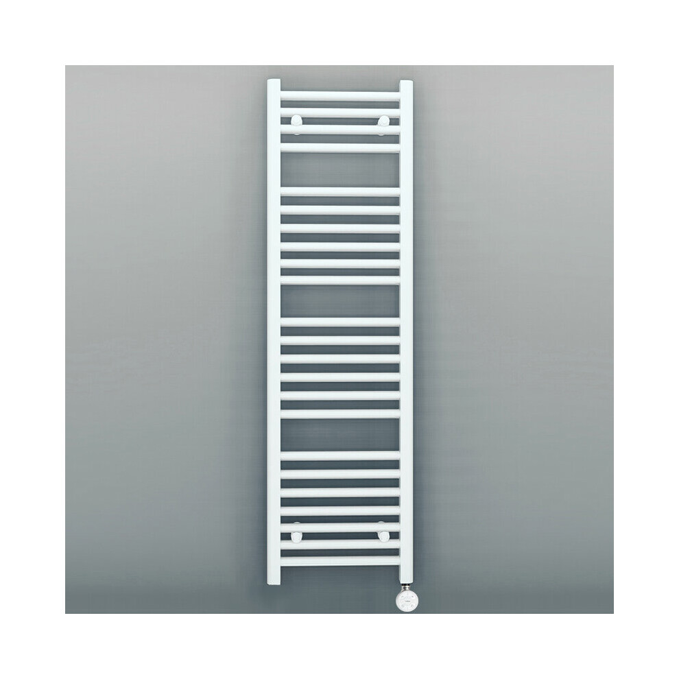 (300 x 1200 mm (h), MOA Thermostatic Electric Element) 300mm Wide White Electric Towel Rail Radiator