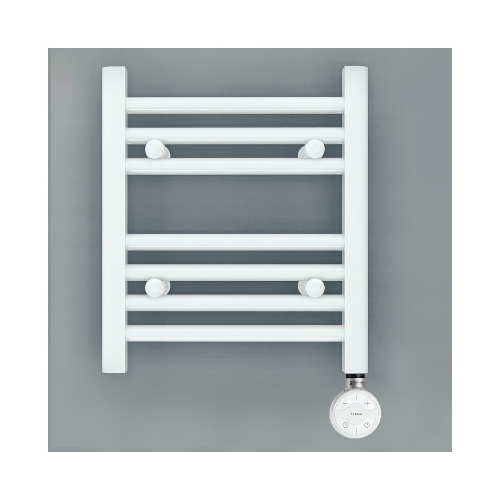 (300 x 400 mm (h), MOA Thermostatic Electric Element) 300mm Wide White Electric Towel Rail Radiator