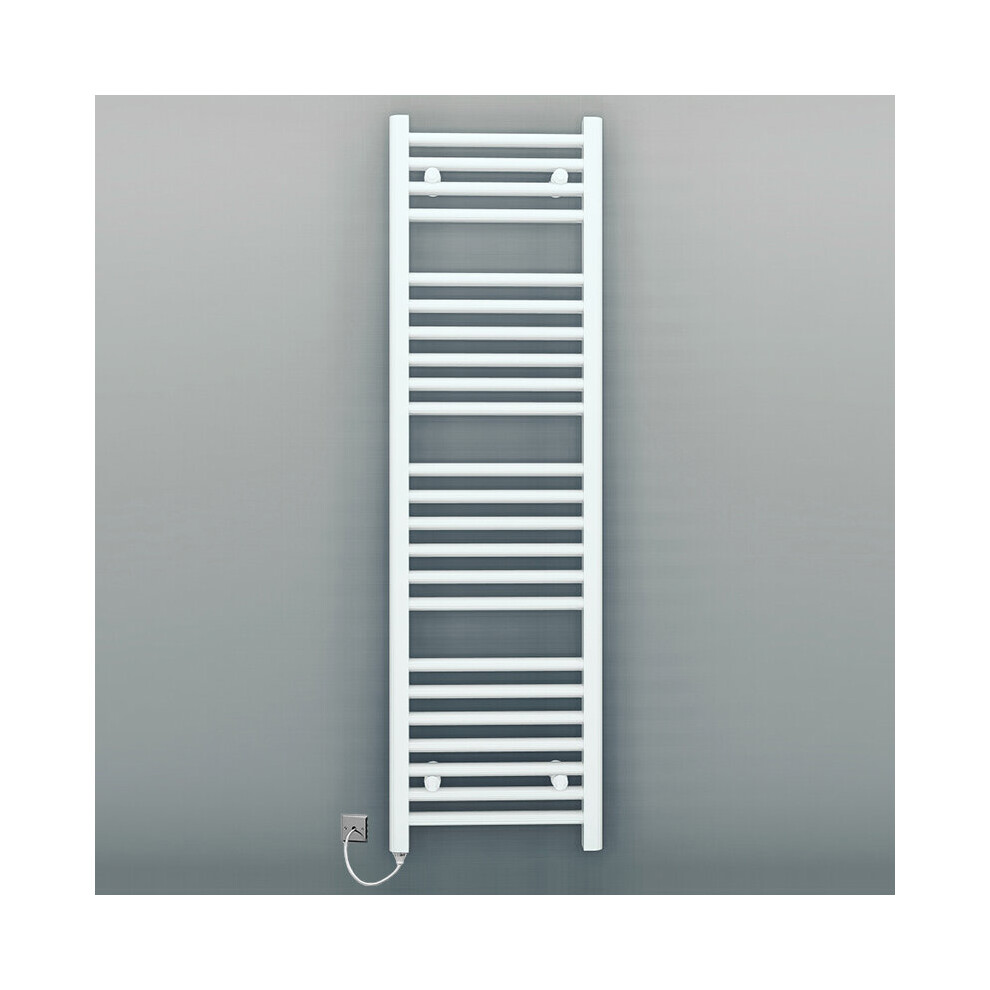 (300 x 1200 mm (h), Manual Electric Element) 300mm Wide White Electric Towel Rail Radiator