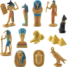12 Pieces Egypt Ancient Figurines, Early Educational Toy Small Statues Sphinx Sarab Mummy