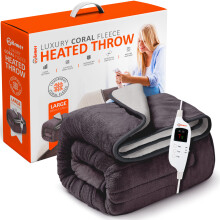 (Large, Luxury Coral Fleece) Wärmer Electric Heated Throw with 9 Heat Settings