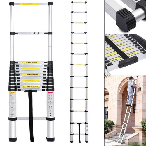 Heavy Duty Telescopic Ladder 3.8m Portable Aluminium Extendable 1