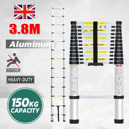 Heavy Duty Telescopic Ladder 3.8m Portable Aluminium Extendable