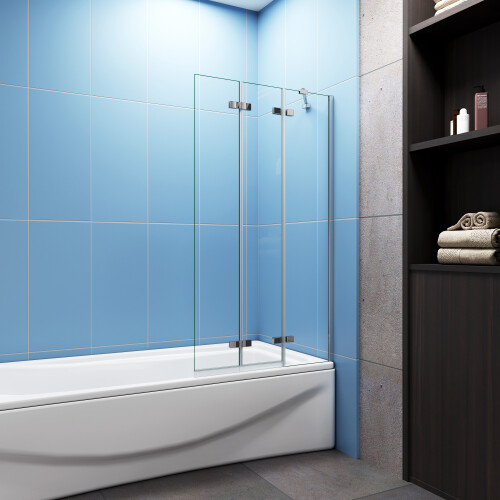 AICA Luxury 1000x1400mm 3 Fold Folding Bath Shower Screen Modern Hinge