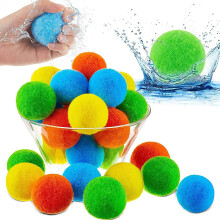 (30PCS) Reusable Water Bouncing Balls Absorbent Cotton Soaker B_omb Balls Outdoor Pool Beach Partys F-avor, Kids Birthday Gift