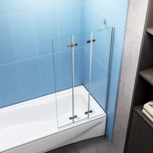 AICA Luxury 1000x1400mm 3 Fold Folding Bath Shower Screen Modern Hinge 1