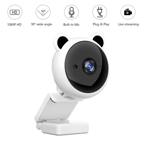 (White) 1080p Desktop Laptop Computer Usb Camera Plug And Play With Microphone 2