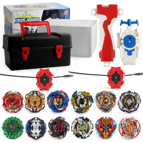 (Black) 12X Beyblade Burst Set Spinning with Launcher+Box 1