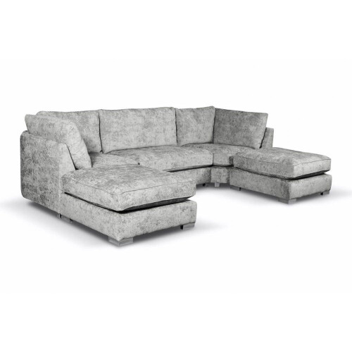 Grey U Shape Sofa Fullback Highback Premium Quality