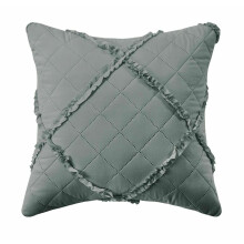 (Grey, Filled Cushion 17x17) 3Pcs Raffle Bedspread Quilted Embossed Bed Throw and 2 pillow case in all Sizes