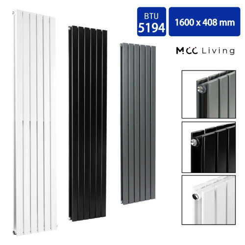 MCC (White, 1600x408 mm Double) MCC Radiator Horizontal Vertical Designer Flat Panel Central Heating Radiator Heater 2