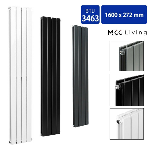 MCC (White, 1600x272 mm Double) MCC Radiator Horizontal Vertical Designer Flat Panel Central Heating Radiator Heater 2