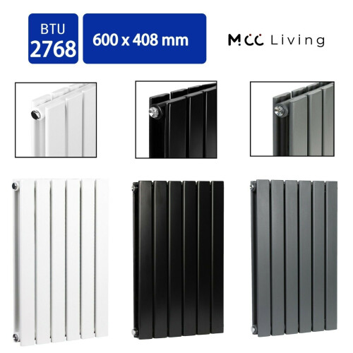 MCC (White, 600x408 mm Double) MCC Radiator Horizontal Vertical Designer Flat Panel Central Heating Radiator Heater 2