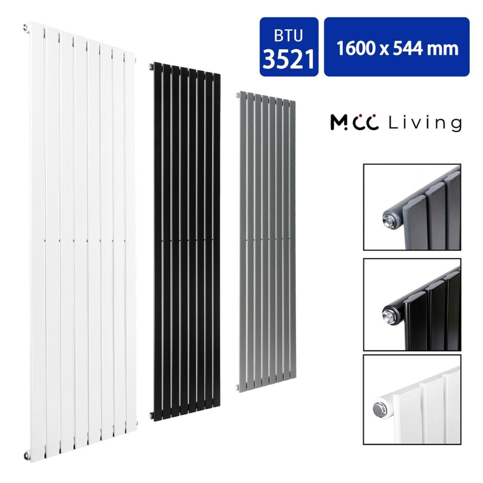 (Grey, 1600x544 mm Single) MCC Radiator Horizontal Vertical Designer Flat Panel Central Heating Radiator Heater