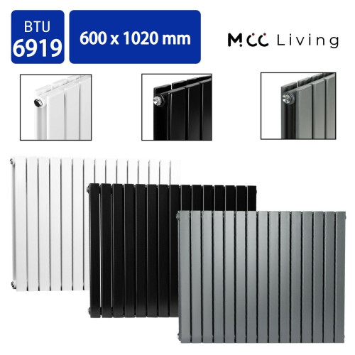 MCC (Black, 600x1020 mm Double) MCC Radiator Horizontal Vertical Designer Flat Panel Central Heating Radiator Heater 2