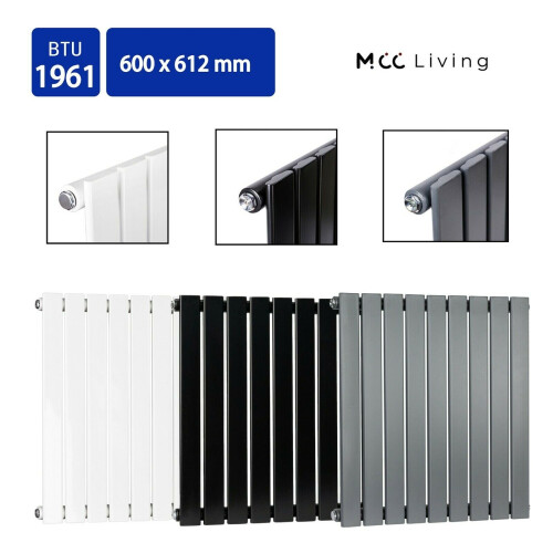 MCC (White, 600x612 mm Single) MCC Radiator Horizontal Vertical Designer Flat Panel Central Heating Radiator Heater 2