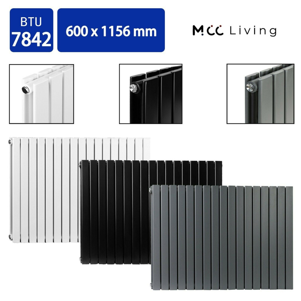 (Black, 600x1156 mm Double) MCC Radiator Horizontal Vertical Designer Flat Panel Central Heating Radiator Heater