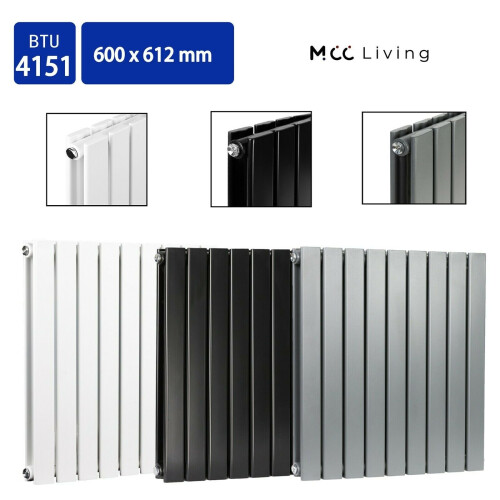 MCC (Black, 600x612 mm Double) MCC Radiator Horizontal Vertical Designer Flat Panel Central Heating Radiator Heater