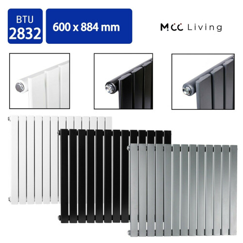 MCC (Grey, 600x884 mm Single) MCC Radiator Horizontal Vertical Designer Flat Panel Central Heating Radiator Heater 2