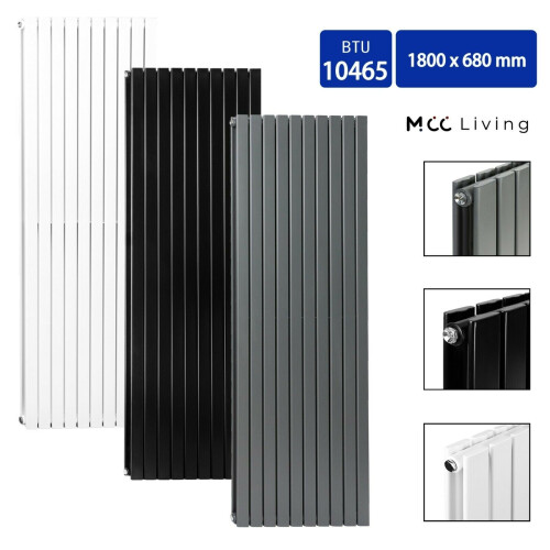 MCC (White, 1800x680 mm Double) MCC Radiator Horizontal Vertical Designer Flat Panel Central Heating Radiator Heater 2