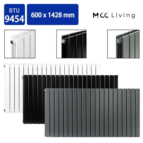 MCC (White, 600x1428 mm Double) MCC Radiator Horizontal Vertical Designer Flat Panel Central Heating Radiator Heater 2