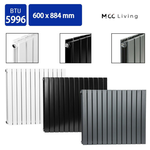 MCC (Grey, 600x884 mm Double) MCC Radiator Horizontal Vertical Designer Flat Panel Central Heating Radiator Heater 2