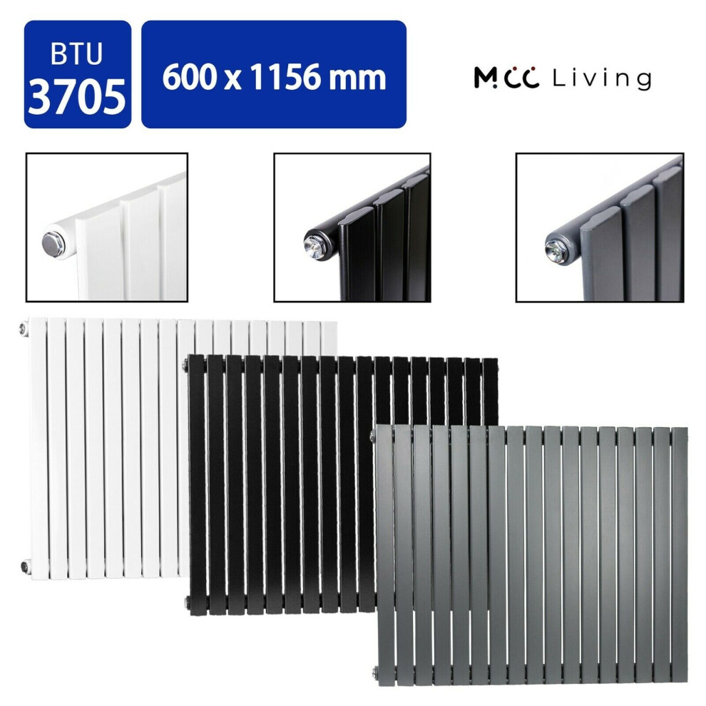 (White, 600x1156 mm Single) MCC Radiator Horizontal Vertical Designer Flat Panel Central Heating Radiator Heater