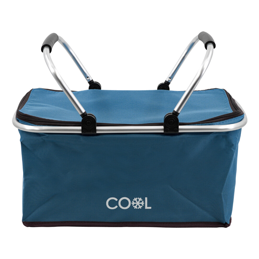 (Navy) GEEZY 35 L Insulated Folding Picnic Camping Shopping Bag Cooler Cool Basket Box Hamper