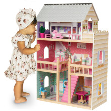 Maison de poupées MAMABRUM 60x30x90 cm LED 3 étages