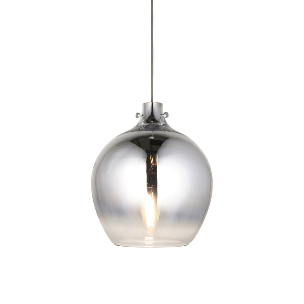 Metallic Chrome Ceiling Pendant Light Obre Glass Finish Hanging Interior Fitting