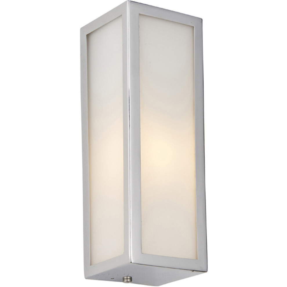 Bathroom Wall Light Fitting - Chrome Plate & Frosted Glass Shade  - Single Lamp