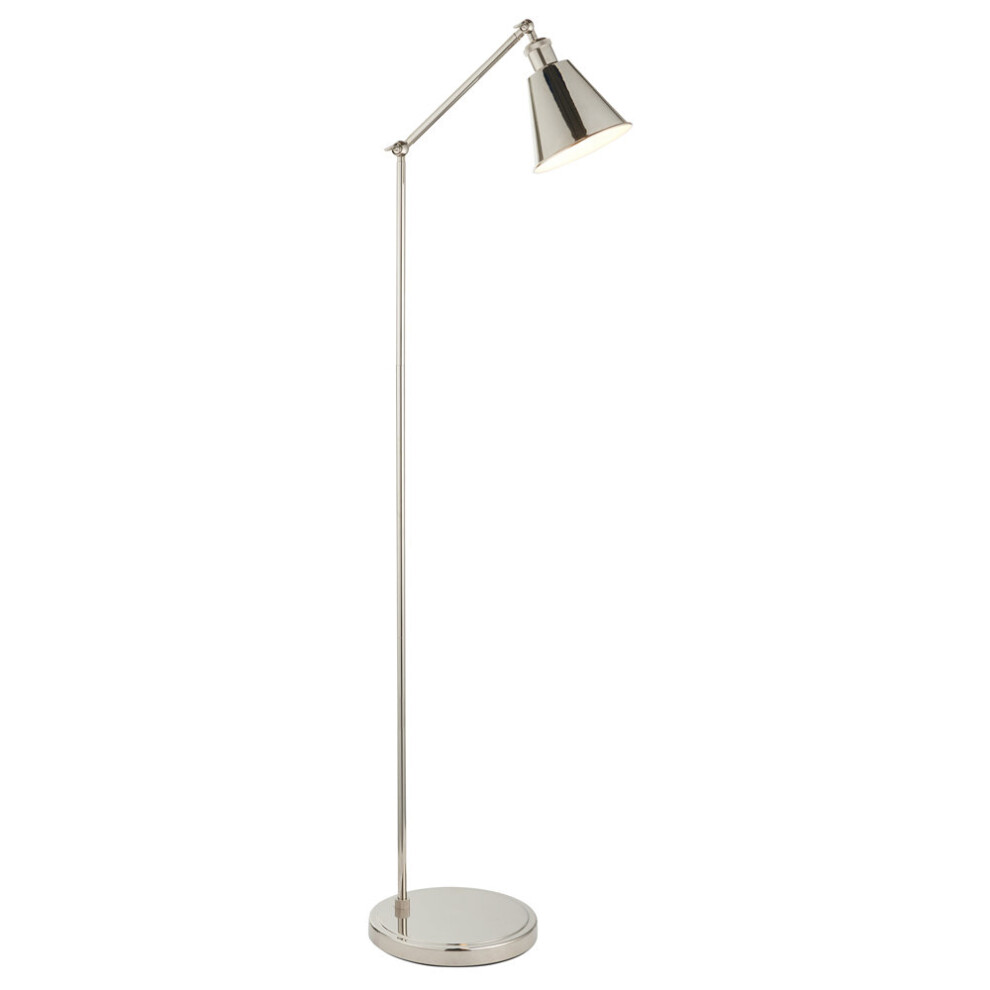 Loops Bright Nickel Standing Floor Lamp - Inner Shade - Knurled Detailing Light/White