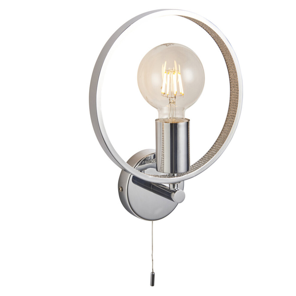 Loops Bathroom Wall Light Fitting - Chrome Plate & Clear Faceted Acrylic - Modern