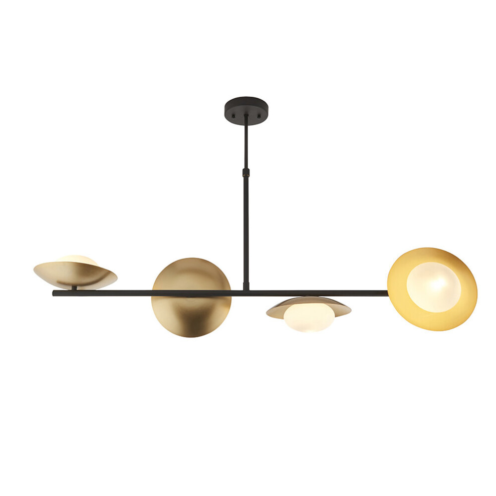 Loops Dark Bronze & Gold Metal Ceiling Pendant Light - 4 Bulb Hanging Lamp Fitting