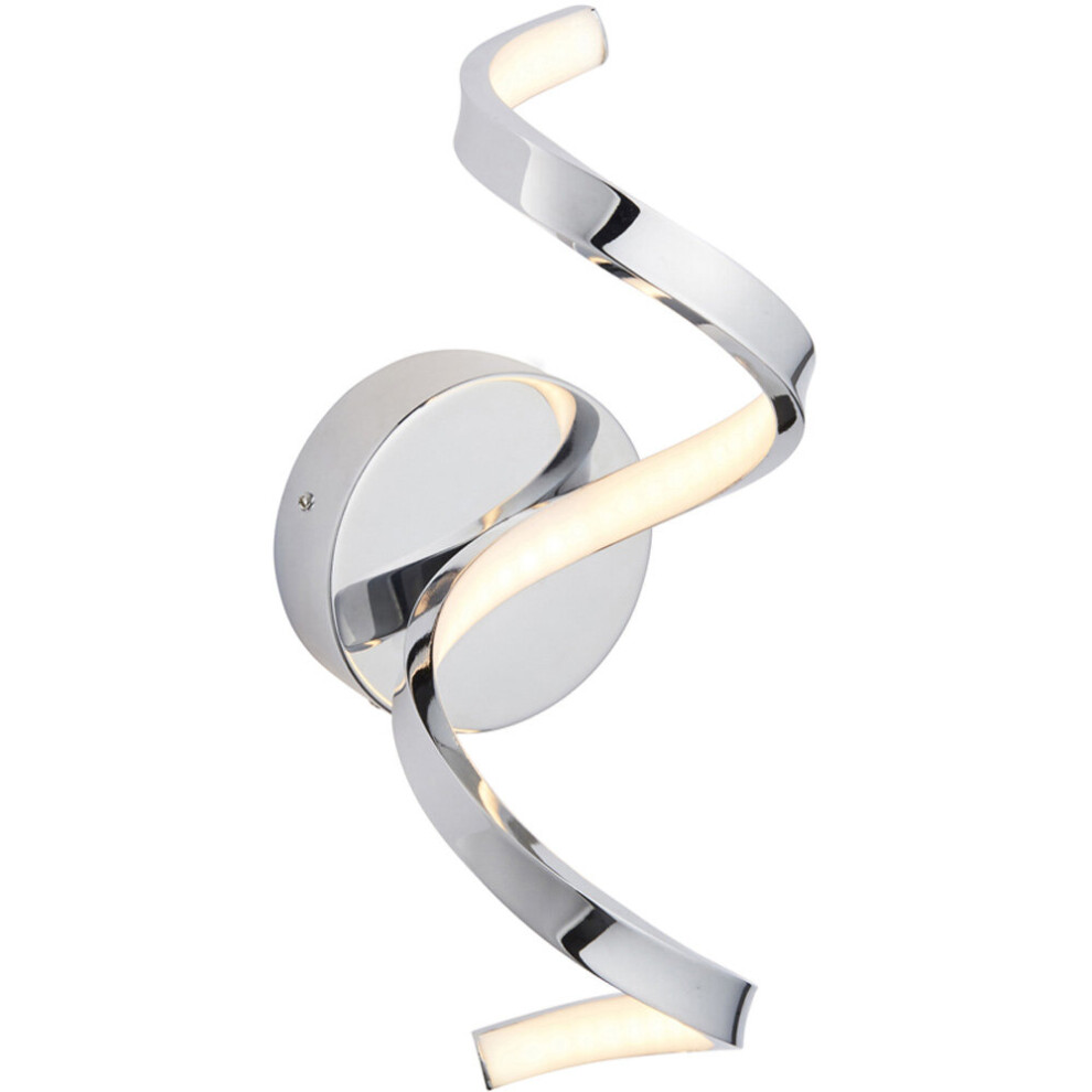Loops Bathroom Wall Light Fitting - Chrome Plate & White Diffuser - Warm White Led