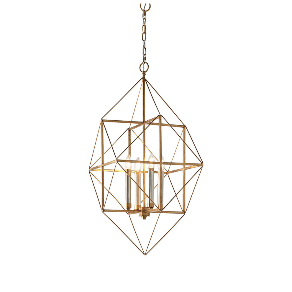 Loops Mutli Arm Angular 4 Ceiling Pendant - Hammered & Finish Light/Gold/Silver