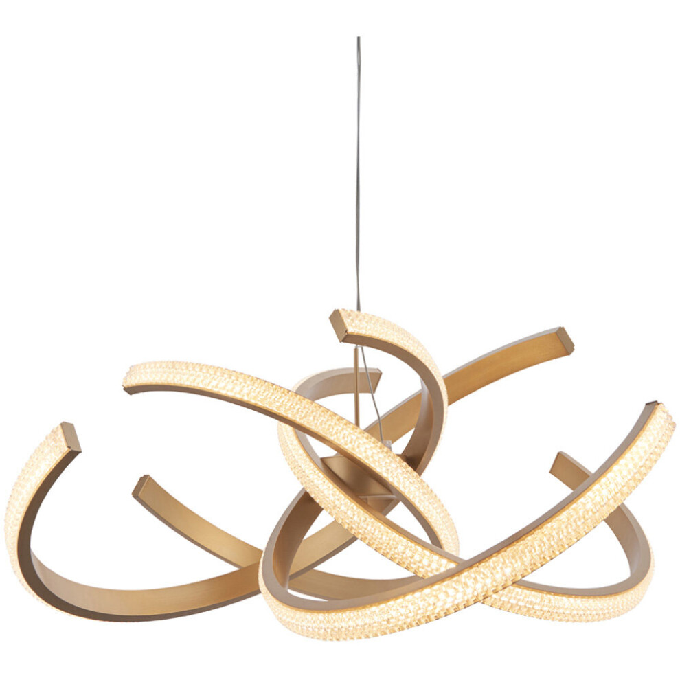 Loops Light/Gold Led Ceiling Pendant Fitting - Satin & Acrylic Reflective Diffuser