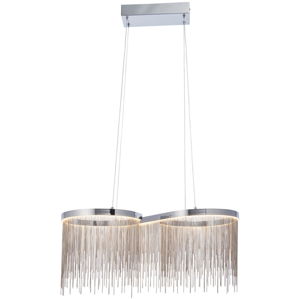 Polished Chrome Ceiling Pendant Light & Waterfall Chains - Integrated LED Module