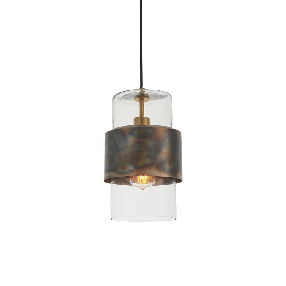 Bronze Hanging Ceiling Pendant Light - Clear Glass Shade - Single Bulb Fitting-image-OPC-P9985BK-NEW