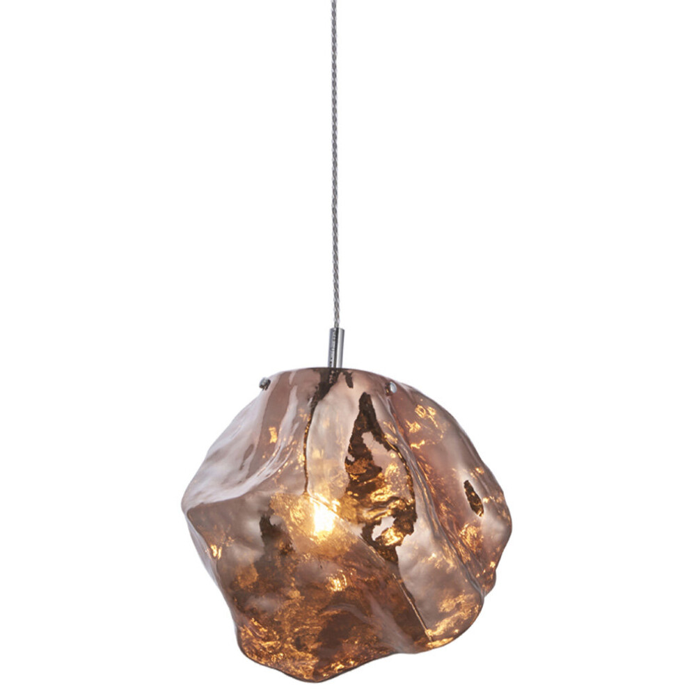 Metallic Copper Rock Design Ceiling Pendant Light Dimmable Hanging Light Fitting