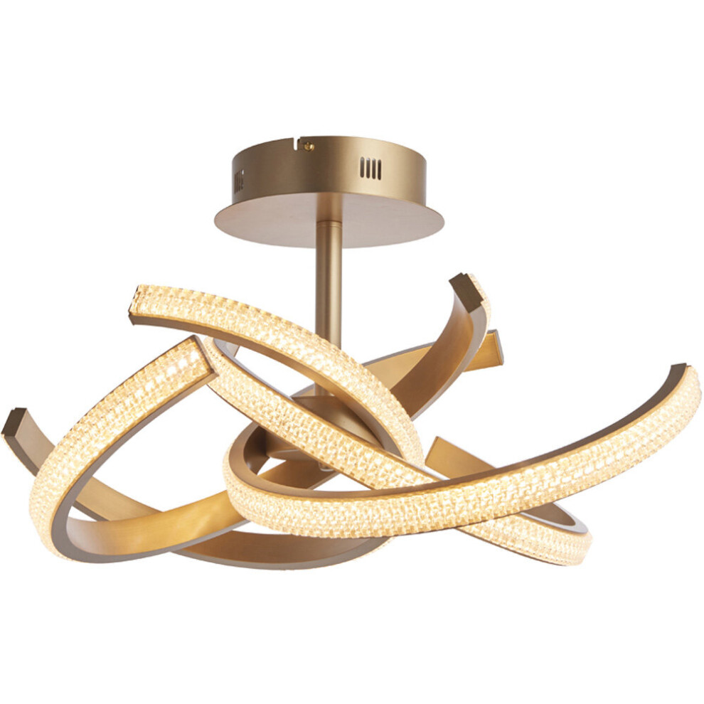 Semi Flush Multi Arm Ceiling Light Fitting - Satin Gold & Clear Acrylic Detail-image-OPC-P9985BB-NEW