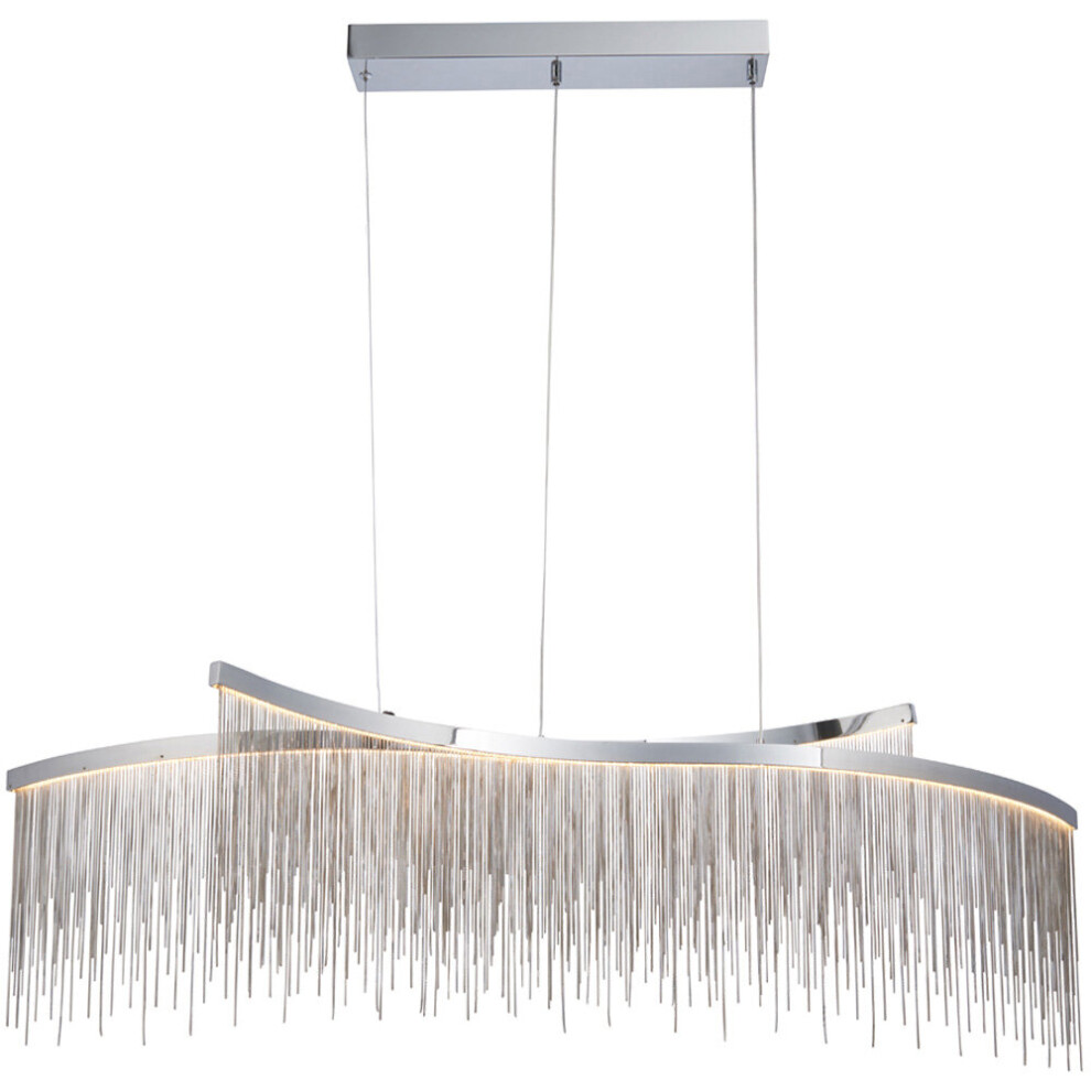 Loops Twin Ceiling Pendant Light Fitting - Chrome Plate & Silver Waterfall Chains