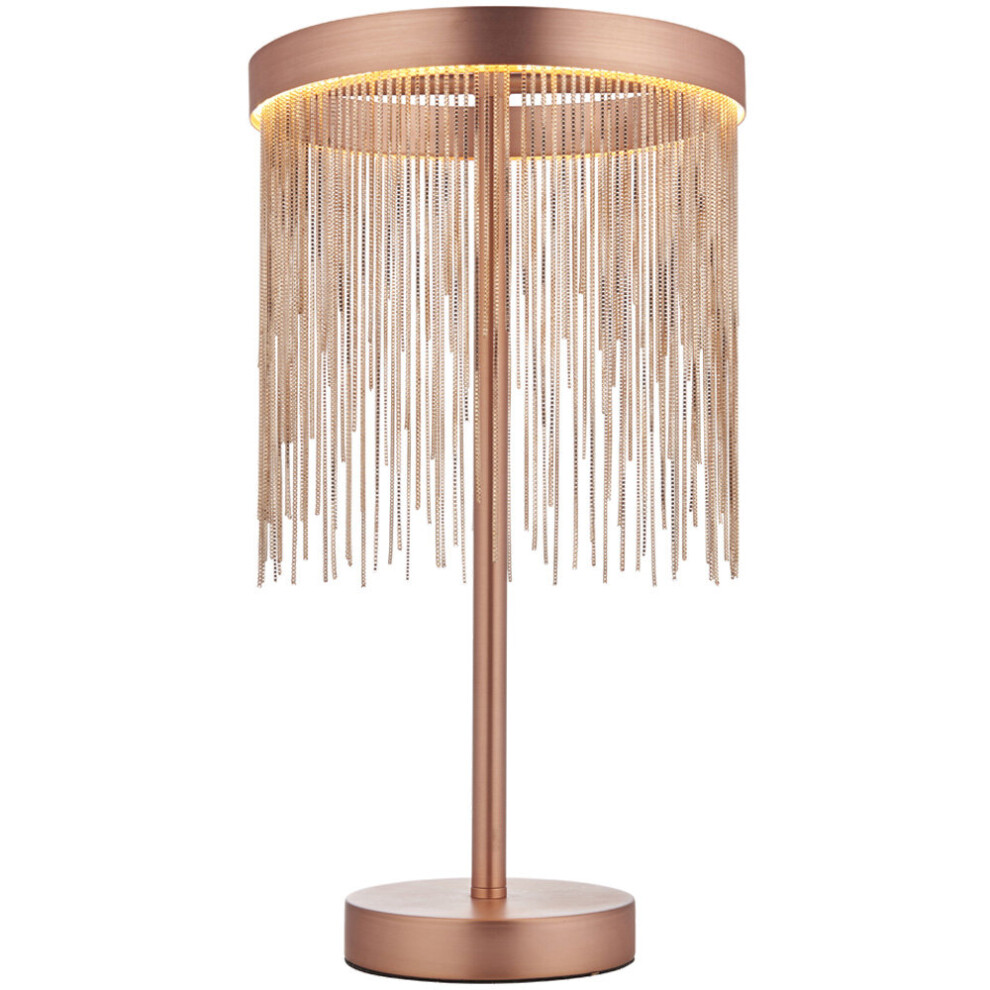 Photos - Floodlight / Street Light Brushed Copper Table Lamp Light & Waterfall Chain Shade - Integrated LED Module Indoor-Console-Lounge-Hallway-Interior-Featu