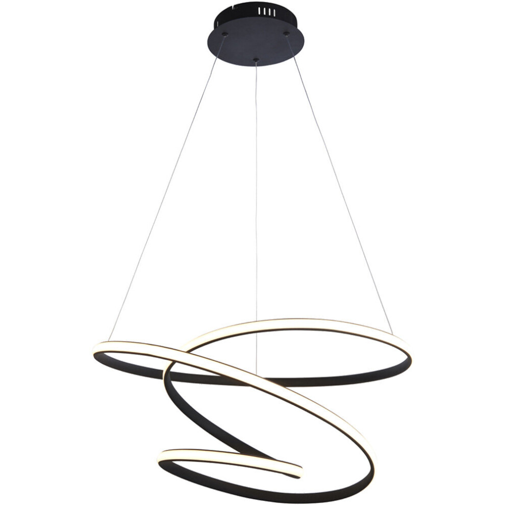 Loops Ceiling Pendant Light Fitting - Textured Black & White Diffuser Led Tape Module