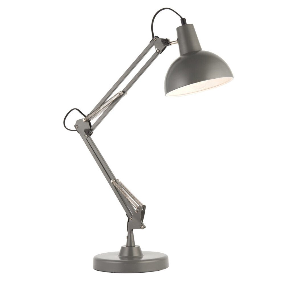 Slate Grey Steel Table Lamp Task Light - Inline Switch - Adjustable Desk Light