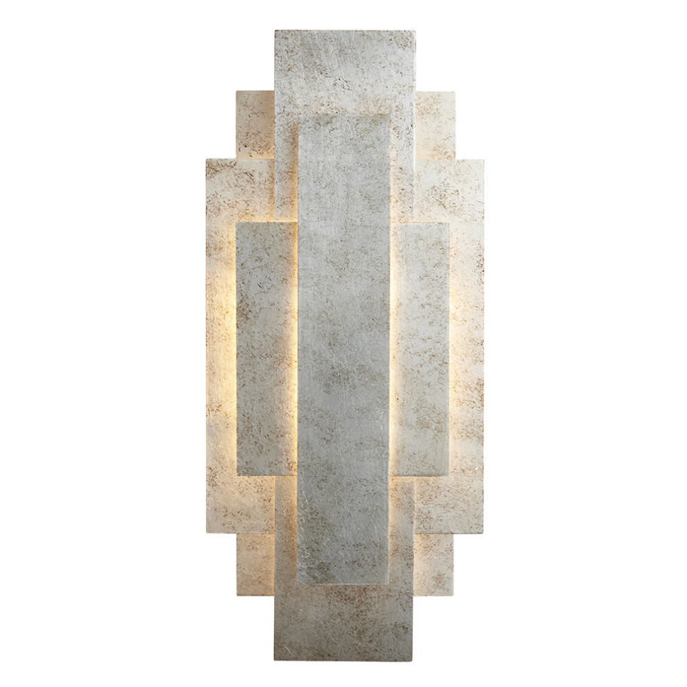 Loops Antique Silver Leaf Panel Wall Light Fitting - Twin G9 Led - Decorative Sconce